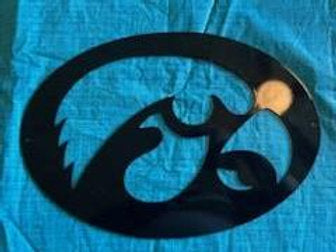 Oval Iowa Hawkeye Sign
