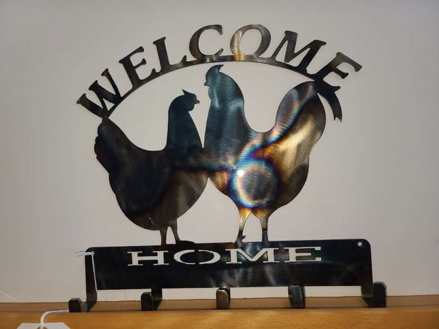 Rooster & Hen Welcome Home Sign